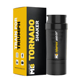 MuscleBlaze Tornado Gym Shaker (Black, 500ml) | BPA-Free, Leakproof Sipper Bottle with Extra Compartment