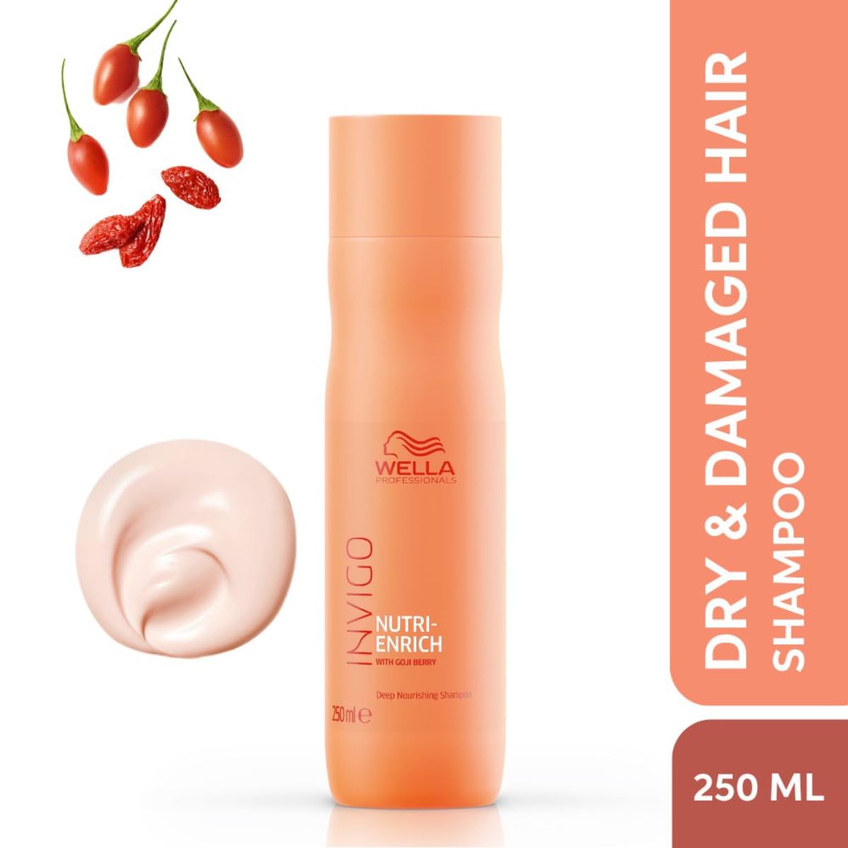 Wella Professionals Invigo Nutri-Enrich Shampoo | 250ml | Hydrating & Nourishing Cleanser for Dry, Damaged Hair