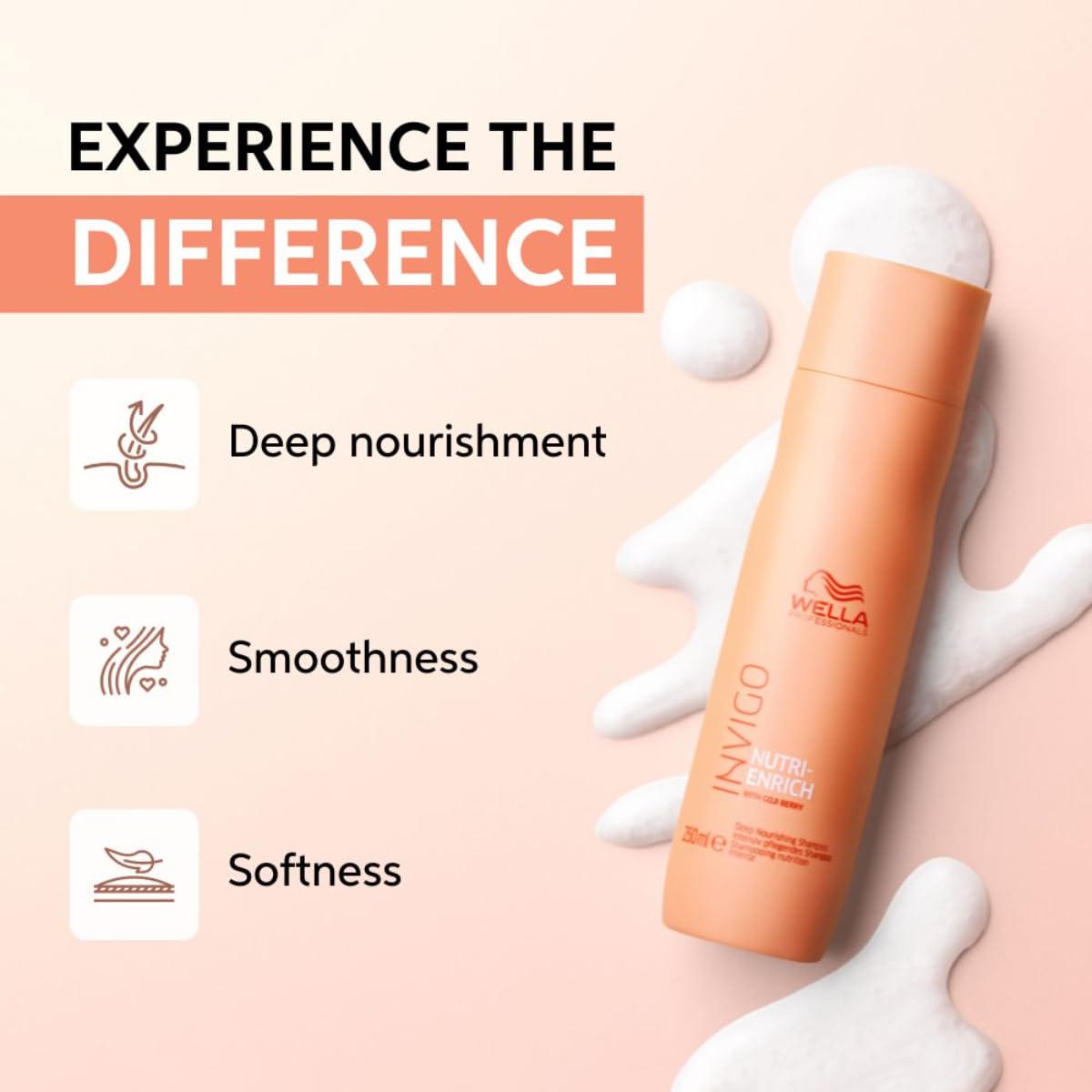 Wella Professionals Invigo Nutri-Enrich Shampoo | 250ml | Hydrating & Nourishing Cleanser for Dry, Damaged Hair