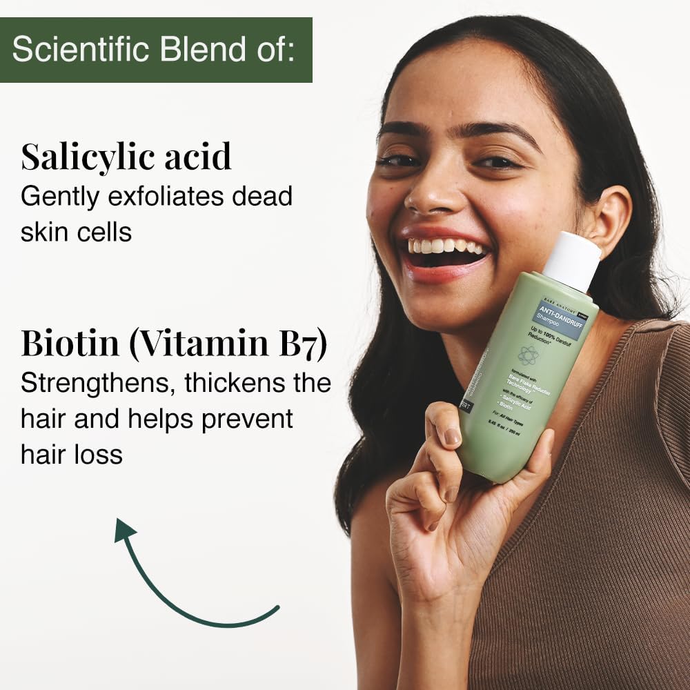 Bare Anatomy Anti Dandruff Shampoo | Salicylic Acid & Biotin | Controls Dandruff, Itching & Flakes | For Men & Women | 250mL