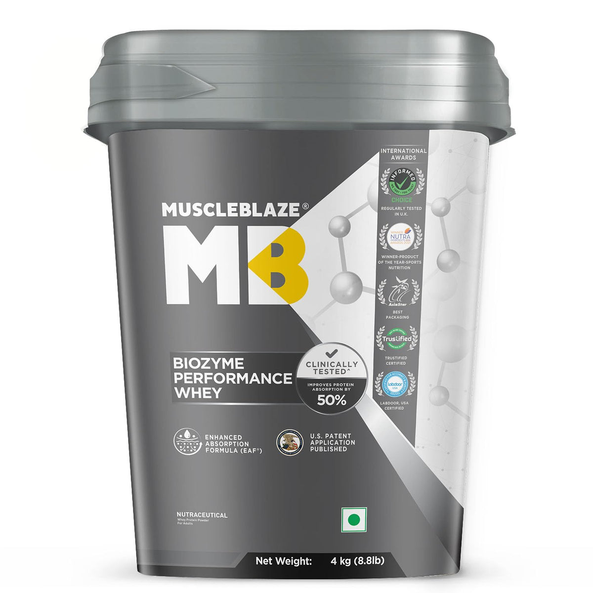 MuscleBlaze Biozyme Performance Whey Protein – Blue Tokai Coffee Flavor | 4kg (8.8 lbs) | Enhanced Absorption & Recovery