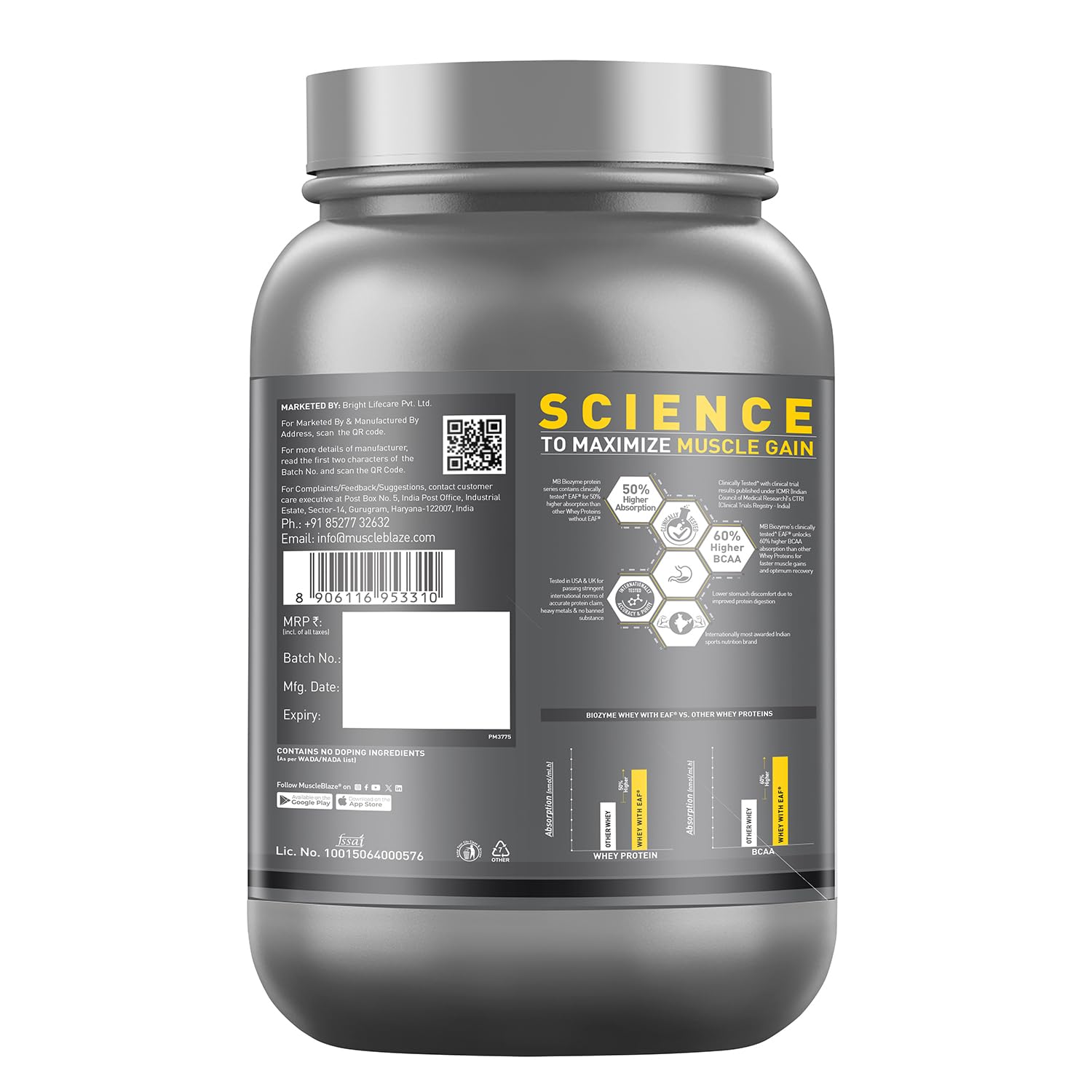 MuscleBlaze Biozyme Performance Whey Protein (Rich Chocolate, 1kg / 2.2lb)