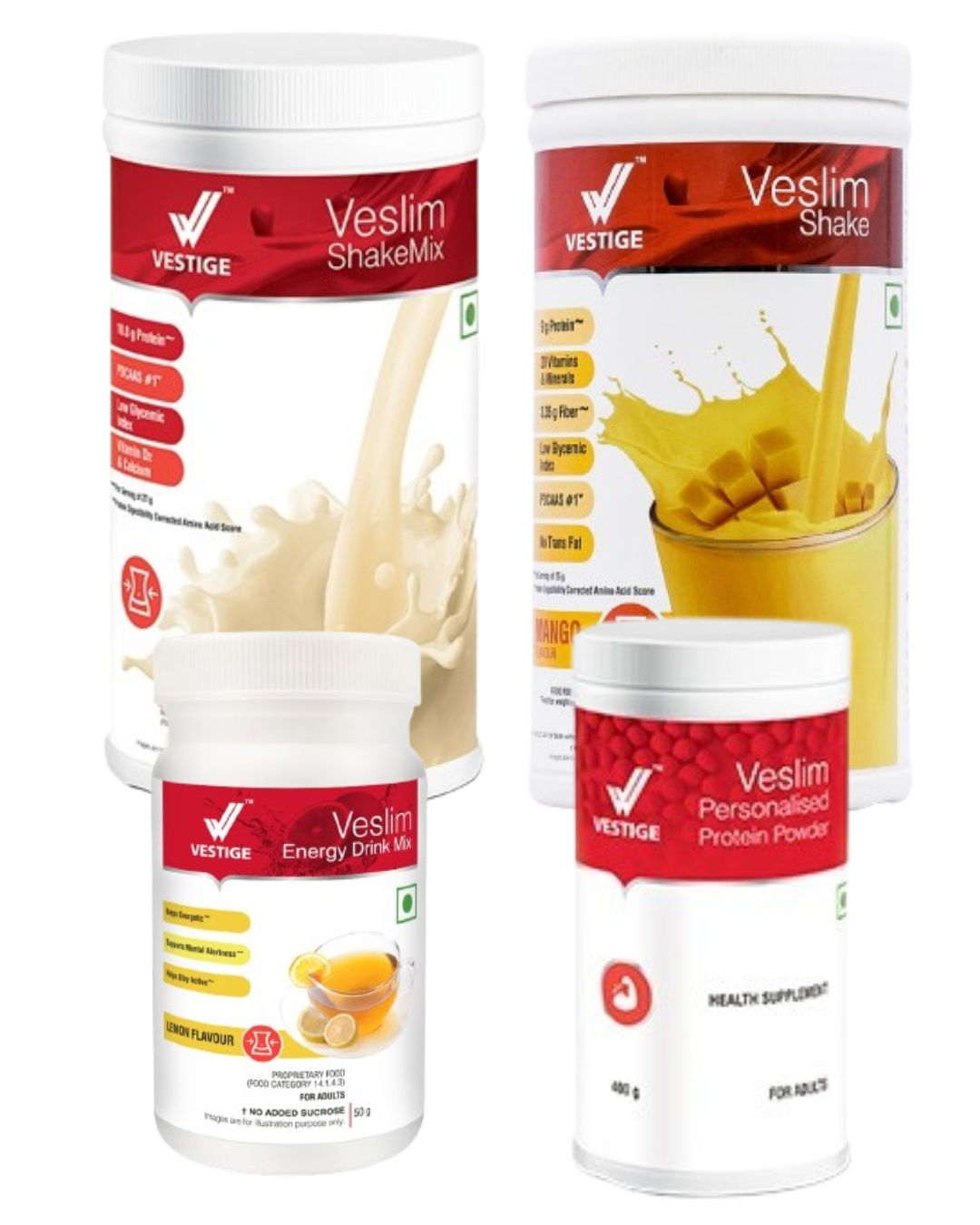 Vestige Veslim Shake Mango , Shake Mix , Personalised Protein 400gm  And Energy Drink Lemon